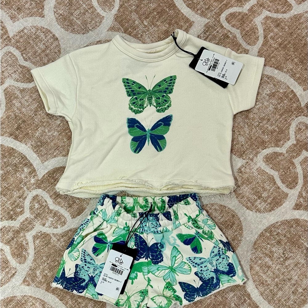 Chasor Cream Butterfly Print Set